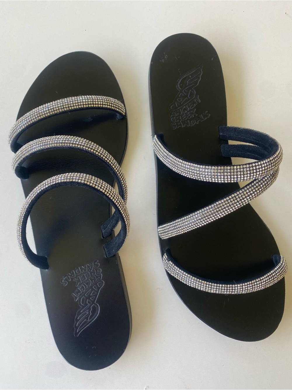 Ancient Greek Polytimi Diamanti Bling Sandals  🤩Sz 40 US 10 $325